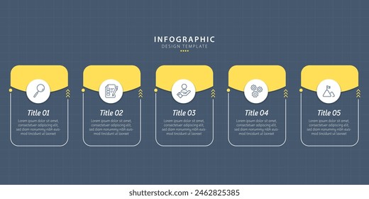 infographic template. 5 Step timeline journey, calendar Flat simple infographics design template. presentation graph. Business concept with 5 options, vector illustration.