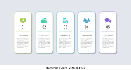 Infographic template. 5 Step timeline journey simple infographics design template.