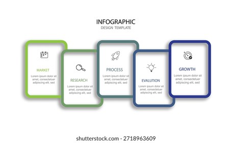 Infographic template. 5 Step timeline journey, Flat simple infographics design template. presentation graph. Business concept with numbers 5 options or steps vector illustration.