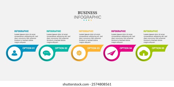 infographic template with 5 steps for business. Can be used for workflow layout, presentations, diagram, annual report, web design