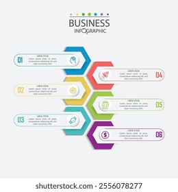 Infographic template with 5 steps. Can be used for web design, timeline, diagram, chart, graph, business presentation.