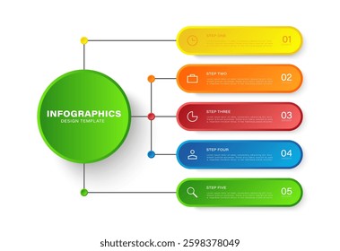 Infographic template with 5 steps and linear icons for your business presentations