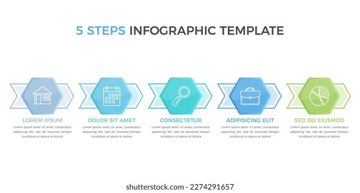 Infographic template with 5 steps with numbers and icons, workflow, process chart, vector eps10 illustration