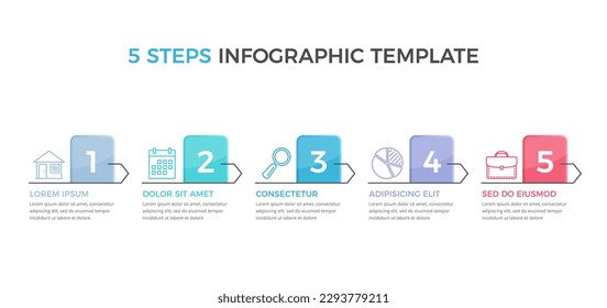 Infographic template with 5 steps with numbers and icons, workflow, process chart, vector eps10 illustration