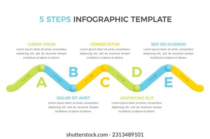 Infographic template with 5 steps or options with place for your text, vector eps10 illustration