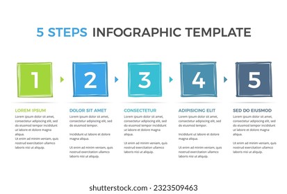 Plantilla infográfica con 5 pasos o opciones con lugar para el texto, vector eps10 ilustración