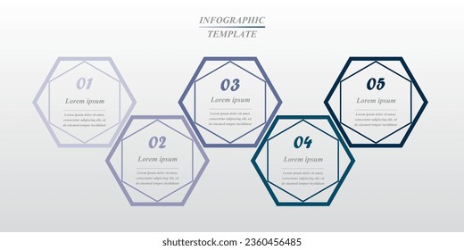 Plantilla infográfica con 5 pasos, opciones, piezas o procesos.