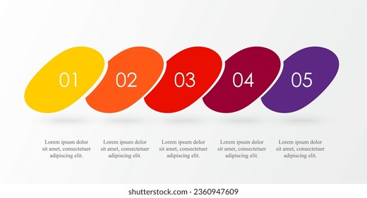 Infographic template with 5 steps, options, parts or processes.