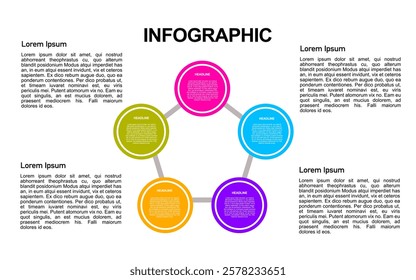 infographic template 5 steps pentagon pattern with colorful for business and presentation.