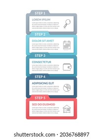 Infographic template with 5 steps with place for text and icons, vector eps10 illustration