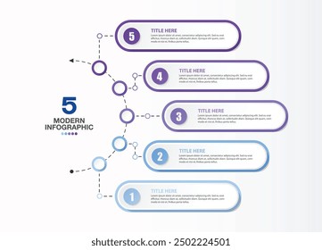 Plantilla de infografía con 5 pasos, proceso u opciones, diagrama de proceso, utilizado para diagrama de proceso, presentaciones, diseño de flujo de trabajo, diagrama de flujo, infografía. Vector eps10 ilustración.