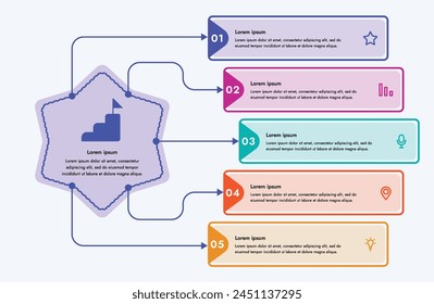 Infographic template. 5 steps that are related to each other. You can use the template to display your steps in electronic or printable format.