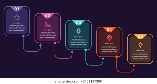 Infographic template. 5 steps that are related to each other. You can use the template to display your steps in electronic or printable format.