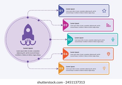 Infographic template. 5 steps that are related to each other. You can use the template to display your steps in electronic or printable format.