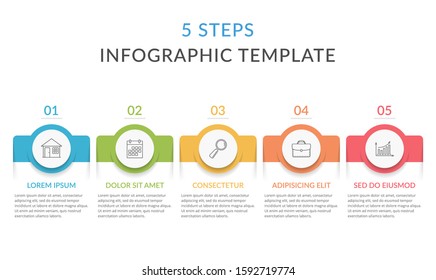 Infographic Template With 5 Steps, Workflow, Process Chart, Vector Eps10 Illustration