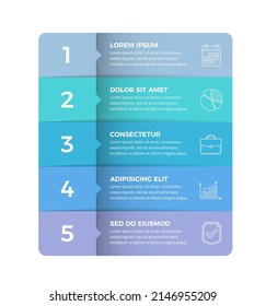 Plantilla infográfica con 5 pasos, flujo de trabajo, gráfico de procesos, eps10 ilustración