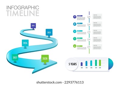 Infographic template 5 year plan framework vision, Modern step Timeline infographics design for business concept