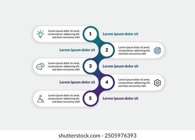Infographic Template, 5-Step Process with Icons. Ideal for Presentations, Banners, and Layouts. Timeline Design for Clear Communication and Visual Flow.