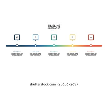 Infographic template with a 5-step sequence design for marketing with icons.