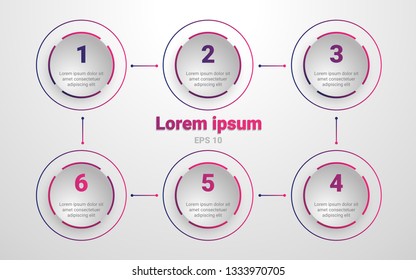 Infographic template with 6 option or  step for business presentation. Vector template for presentation. Abstract elements of diagram with steps, options. EPS10. 