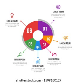 Infographic template with 6 options. Can be used for workflow layout, report and business presentation