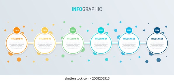 Infographic template. 6 options circle design with beautiful colors. Vector timeline elements for presentations.