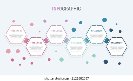 Infographic template. 6 options honeycomb design with beautiful vintage colors. Vector timeline elements for presentations.