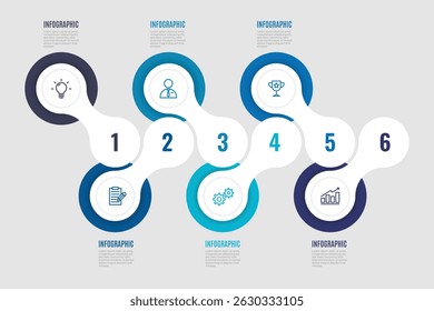 Infografik-Vorlage mit 6 Optionen oder Schritt