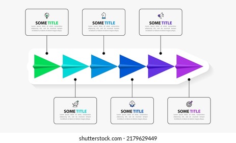 Infographic template with 6 options or steps. Paper planes. Can be used for workflow layout, diagram, banner, webdesign. Vector illustration