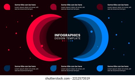Infographic template with 6 options or steps. Dark circle. Can be used for workflow layout, diagram, banner, webdesign. Vector illustration