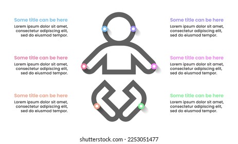 Infographic template with 6 options or steps. Baby. Can be used for workflow layout, diagram, banner, webdesign. Vector illustration
