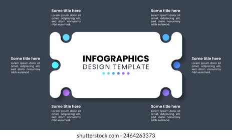 Infographic template with 6 options or steps. Abstract shape. Can be used for workflow layout, diagram, banner, webdesign. Vector illustration