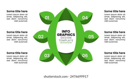 Infographic template with 6 options or steps. Abstract plant. Can be used for workflow layout, diagram, banner, webdesign. Vector illustration