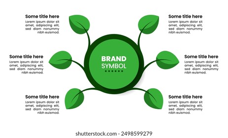 Plantilla de infografía con 6 opciones o pasos. Planta Abstractas. Se puede utilizar para el diseño del flujo de trabajo, diagrama, Anuncio, diseño web. Ilustración vectorial