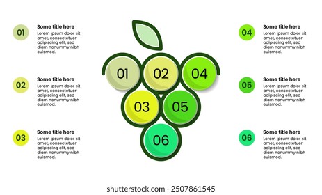 Infografik-Vorlage mit 6 Optionen oder Schritten. Wein. Kann für Workflow-Layout, Diagramm, Banner, Webdesign verwendet werden. Vektorgrafik