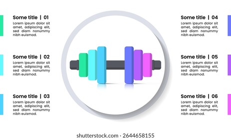 Infographic template met 6 opties of stappen. Stommel. Kan worden gebruikt voor workflow lay-out, diagram, banner, webdesign. Vectorillustratie