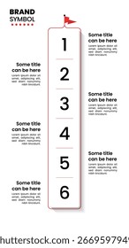 Infographic template with 6 options or steps. Flag. Can be used for workflow layout, diagram, banner, webdesign. Vector illustration