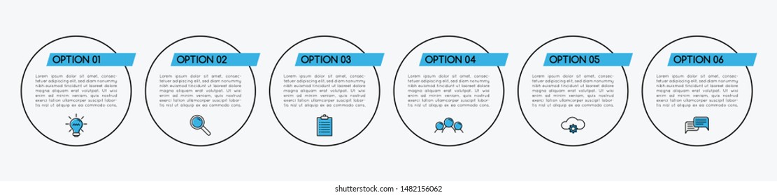 Infographic template with 6 options. Vector