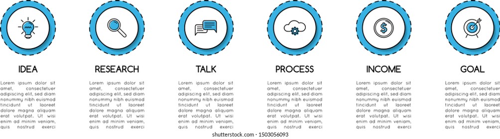 Infographic template with 6 options. Vector