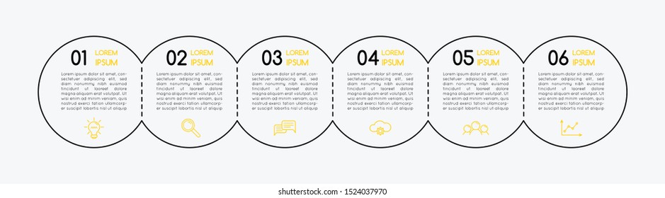Infographic template with 6 options. Vector