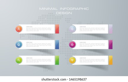 Infographic template with 6  options, workflow, process chart,Timeline infographics design vector can be used for workflow layout, diagram, annual report, web design, steps or processes. - Vector