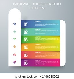 Infographic template with 6  options, workflow, process chart,Timeline infographics design vector can be used for workflow layout, diagram, annual report, web design, steps or processes. - Vector