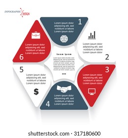 Infographic Template With 6 Segments For Business Project Or Presentation. Vector Illustration Can Be Used For Web Design, Workflow Or Graphic Layout, Diagram, Education