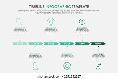 Infographic template. 6 Step timeline journey, calendar Flat simple infographics design template. presentation graph. Business concept with 6 options, gantt vector illustration.