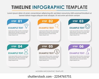 Infographic template. 6 Step timeline journey, Flat simple infographics design template. presentation graph. Business concept with numbers 6 options or steps vector illustration.