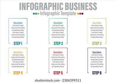 Infografische Vorlage. 6 Zeitstrahl-Reise, Flache einfache Infografik-Design-Vorlage. Darstellungsdiagramm. Geschäftskonzept mit Zahlen 6 Optionen oder Schritte Vektorgrafik.