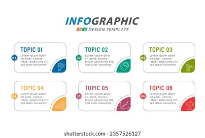 Infographic template. 6 Step timeline journey, Flat simple infographics design template. presentation graph. Business concept with numbers 6 options or steps vector illustration.