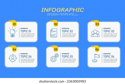 Infographic template. 6 Step timeline journey, Flat simple infographics design template. presentation graph. Business concept with numbers 6 options or steps vector illustration.