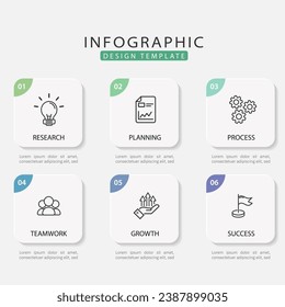 Infographic template. 6 Step timeline journey, Flat simple infographics design template. presentation graph. Business concept with numbers 6 options or steps vector illustration.