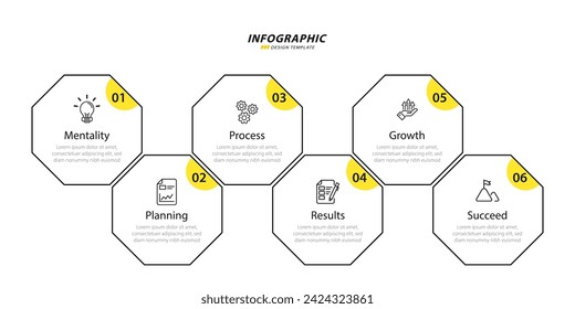 Infographic template. 6 Step timeline journey, Flat simple infographics design template. presentation graph. Business concept with numbers 6 options or steps vector illustration.